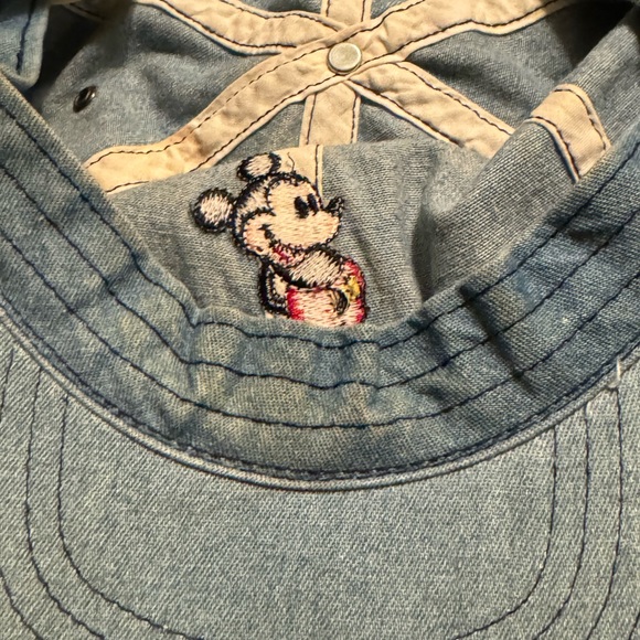 Vintage Walt Disney World Denim Cotton Strap Back Mickey Mouse Baseball Hat OS - Picture 6 of 7